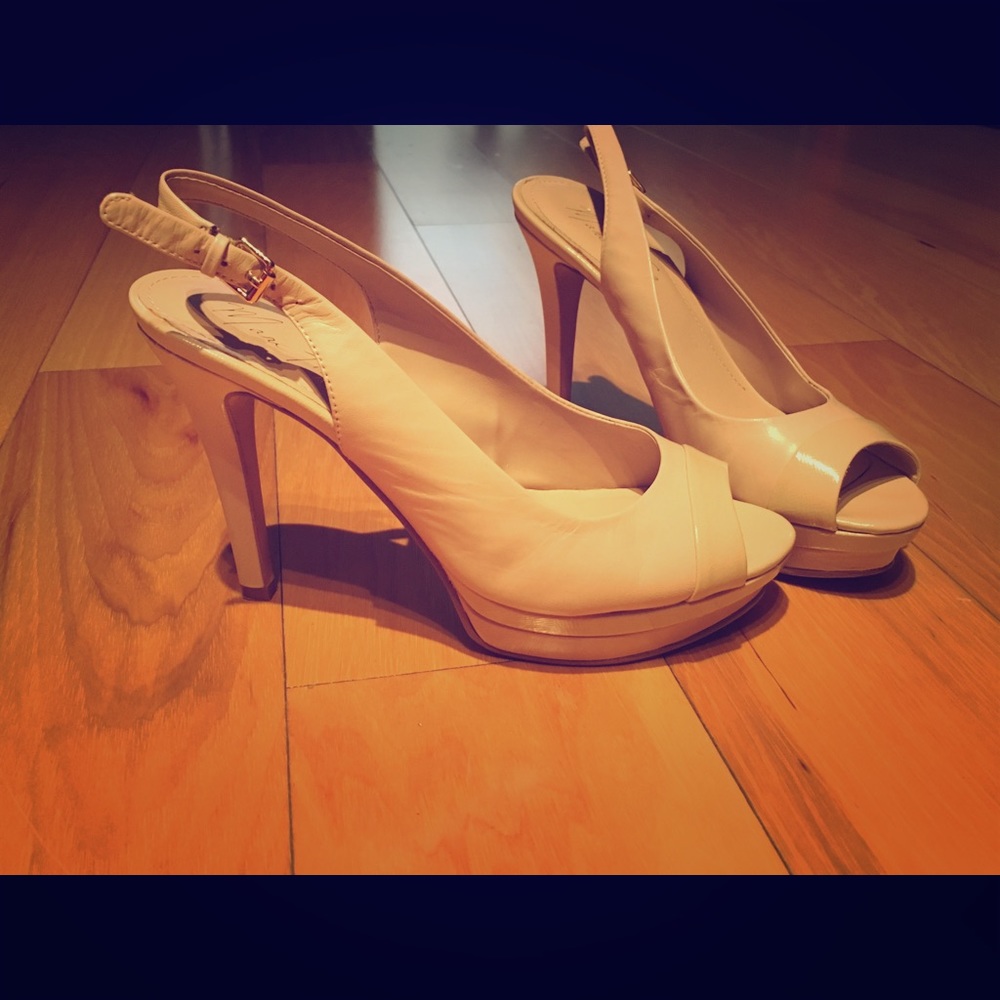 Marc Fisher Cream Open-Toe Pump